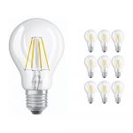 Confezione Multipack 10x Ledvance CLASSIC LED E27 Pera Filamento Chiara 4W 470lm - 840 Bianco Freddo | Sostitutiva 40W