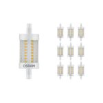 Confezione Multipack 10x Ledvance Performance LED R7s Doppio Ended 78mm Chiara 9.5W 1055lm - 827 Bianco Molto Caldo | Dimmerabile - Sostitutiva 75W