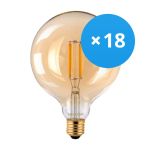 Confezione Multipack 18x Noxion Lucent LED E27 Globe Filamento Ambra 125mm 7.2W 630lm - 822 Bianco Molto Caldo | Sostitua 60W