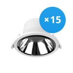 Confezione Multipack 15x Noxion Downlight LED Apollo 20W 2300lm 60D - 830 Luce Calda -  | 220mm - Ritaglio 200mm - Alu Riflettore - UGR <19