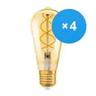 Confezione Multipack 4x Ledvance Vintage 1906 LED E27 Pera Oro 4W 300lm - 820 Bianco Molto Caldo | Sostitutiva 25W